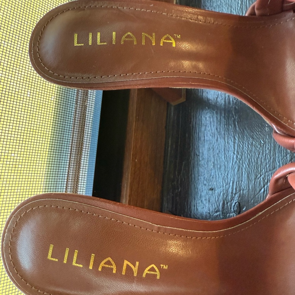 Liliana Women's Brown Braided heel Sandals - Picture 8 of 10